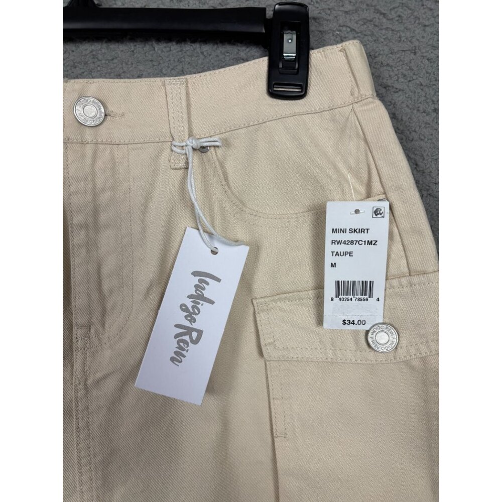 Indigo Rein Juniors' Women's Cargo Mini Skirt Taupe (Cream) Medium New With Tags - Picture 3 of 7